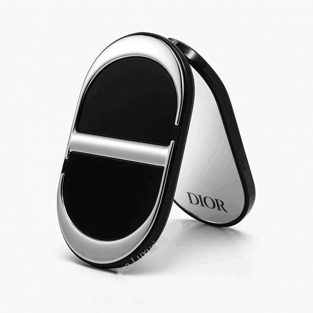 DIOR BEAUTY CD Logo Dual Mirror Phone Ring Metal Holder Stand - Silver/Black - Picture 2 of 8